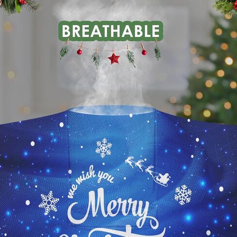 Christmas Curtains, Christmas Snow Blue Sheer Curtains, Winter Rod Pocket Drapes for Living Room, Kitchen, Bedroom, Window Treatments Semi Crinkle Curtain Panels,42"x 63",2 Panels in Saudi Arabia