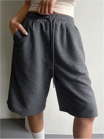Women's Wide Leg Bermuda Shorts Drawstring Waist Athletic Track Shorts Lounge Trendy in Saudi Arabia