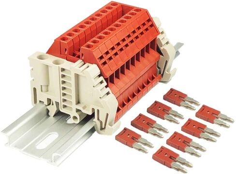 Dinkle Assembly Kit DK2.5N-BK 10 Gang Black with Jumpers DIN Rail Terminal Blocks, 12-22 AWG, 20 Amp, 600 Volt in Saudi Arabia