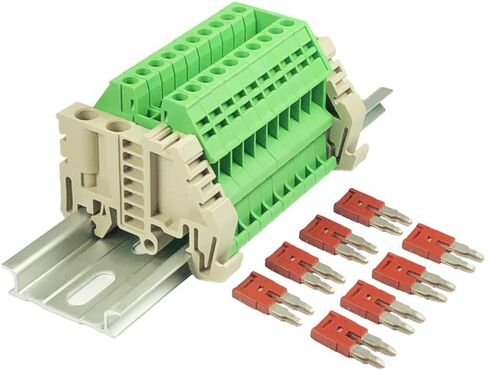 Dinkle Assembly Kit DK2.5N-BK 10 Gang Black with Jumpers DIN Rail Terminal Blocks, 12-22 AWG, 20 Amp, 600 Volt in Saudi Arabia