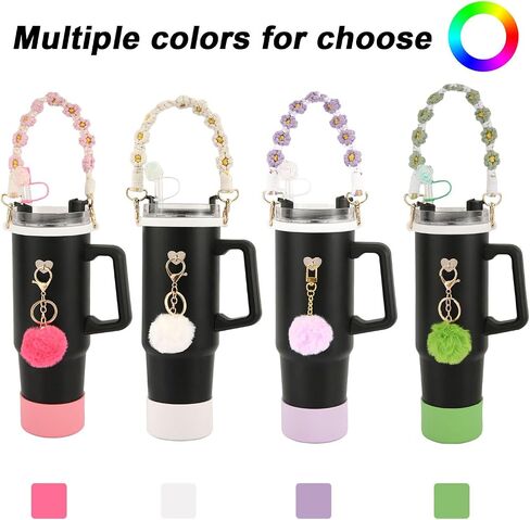 Cup Accessories Set for Stanley, Include Water Bottle Handle Strap, Silicone Boot, Straw Topper Cover Cap Keychain Charms for Stanley Cup 40oz 30oz Tumbler in Saudi Arabia