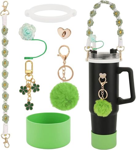Cup Accessories Set for Stanley, Include Water Bottle Handle Strap, Silicone Boot, Straw Topper Cover Cap Keychain Charms for Stanley Cup 40oz 30oz Tumbler in Saudi Arabia