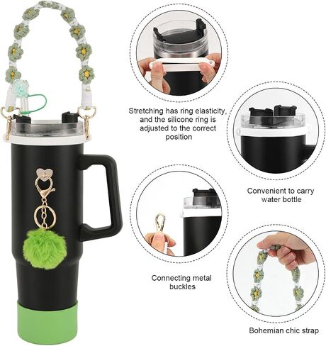 Cup Accessories Set for Stanley, Include Water Bottle Handle Strap, Silicone Boot, Straw Topper Cover Cap Keychain Charms for Stanley Cup 40oz 30oz Tumbler in Saudi Arabia