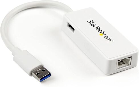 StarTech.com USB C to Gigabit Ethernet Adapter w/USB A Port - White 1Gbps NIC USB 3.0/USB 3.1 Type C Network Adapter - 1GbE USB-C RJ45/LAN TB3 Compatible Windows MacBook Pro Chromebook (US1GC301AUW) in Saudi Arabia