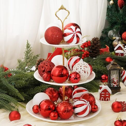 Christmas Tree Decorations - 128 Pcs Christmas Tree Ball Ornaments Set, Shatterproof Plastic Red Christmas Ball Ornaments for Christmas Tree Decor Holiday Wedding Party Decorations in Saudi Arabia