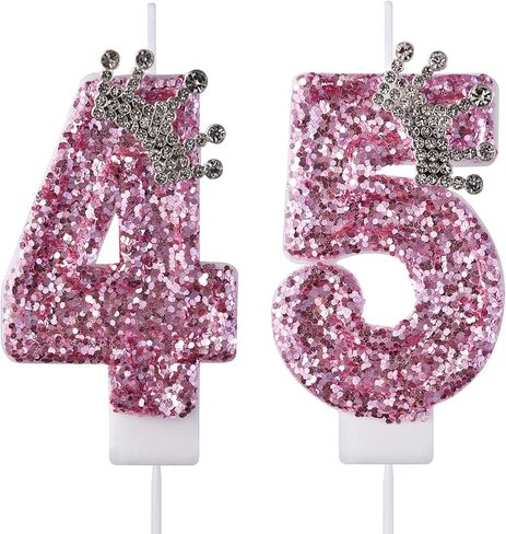 45 54 Birthday Candles, 45th 54th Cake Candles, Pink Birthday Number 45 54 Candles Cake Topper Decorations for Party Men Women in Kuwait