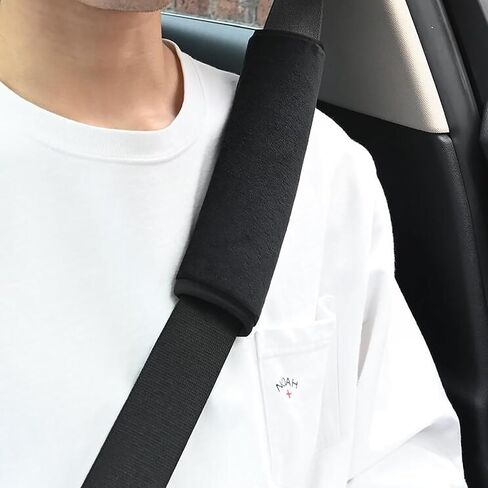 4 PCS Soft Auto Seat Belt Cover Seatbelt Shoulder Pad Cushions Compatible with All Cars and Backpacks Crossbody Packs Black Color in Saudi Arabia