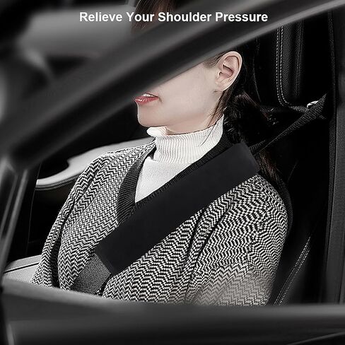 4 PCS Soft Auto Seat Belt Cover Seatbelt Shoulder Pad Cushions Compatible with All Cars and Backpacks Crossbody Packs Black Color in Saudi Arabia