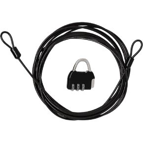 4FT Security Cable Lock 3mm Braided Steel Coated Safety Cable Luggage Lock, Flexible Steel Cable Wire Rope Double Loops for Outdoor, Clothesline, Black (4 Pack) in Kuwait