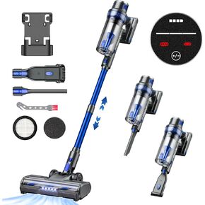 Cordless Vacuum Cleaner - 30KPa Powerful Stick Vacuum, LED Display, Three Modes, 40 Mins Runtime Rechargeable Handheld Vacuum for Pet Hair Hardwood Carpet - Green