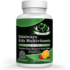 Halalways Kids Daily Gummy Halal Certified Multivitamin for Kids, Vitamin C, D3 and Much More for Immune Support Cherry, Strawberry, Orange Flavors Certified Halal Supplement
