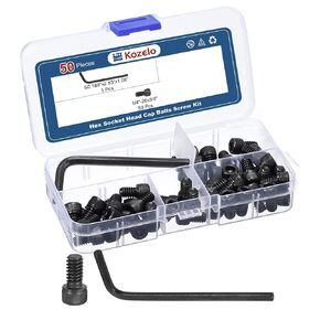 50pcs 1/4"-20 Socket Head Cap Screws Bolts Nuts Assortment Kit - [1/4"-20x3/8"] Alloy Steel Fully Threaded Black Oxide 12.9 Internal Hex Screw for 3D Printer Use
