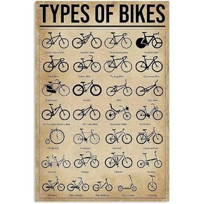 Bike Knowledge Metal Tin Signs Types of Bikes Funny Posters Bike Club Living Room Bathroom Kitchen Farm House Home Art Wall Decor Plaque Gifts