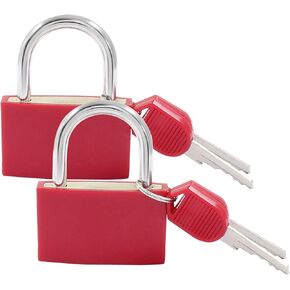 BokWin 2 Pack Keyed Padlock Luggage Locks Hot Pink ABS Plastic Covered Copper Padlock for Jewelry Box Laptop Bag Backpack Gym Locker