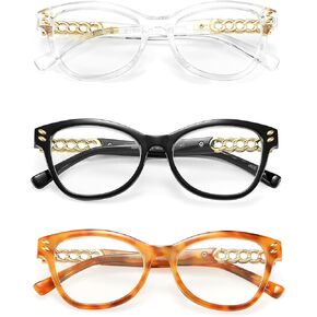 3Pack Cat Eye Reading Glasses for Women,Blue light glasses for women,Eyeglasses with Hinges UV400 Protection computer glasses women Readers2.5