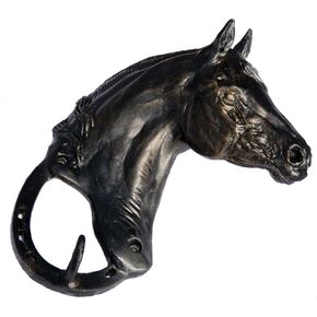 Intrepid International Equestrian Gifts - Handmade Decorative Horse Head Hook Sculpture, Turnout Coat Hanger - Bronze Finish Horse Hooks for Horse Decoration, Home Decor, Bathroom Decor