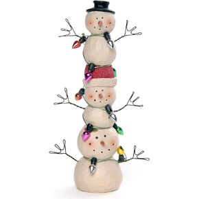 Blossom Bucket 218-13134 Three Stacked Snowmen Wrapped in Lights Figurine