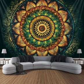 Wall Hanging Decor Tapestry Trippy Hippie Mandala Bohemian Hippy Floral Design Aesthetic Indian Tapestry Cool Colorful Tapestries for Bedroom Living Room Party Ceiling Outdoor