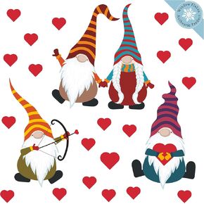 Valentines Day Decorations Decor Small Gnomes Variety Pack Window Cling Decal