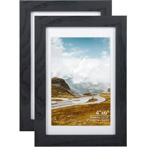 8x12 Picture Frame Oak Set of 2, Made of Tempered Glass 8 x 12 Wooden Photo Frame, Display Picture 6x8 with Mat or 8x12 Without Mat, For Tabletop or Wall Mounting.