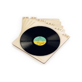 TunePhonik Two-Sided Laser Etched Wooden Record Dividers Vinyl LPs | Alphabetical Record Holder Organizer | Vinyl Cataloged Alphabetically | Includes 6 Dividers - 7" 45's-12" LP