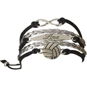 Volleyball Charm Bracelet, Infinity Love Volleyball Charm Adjustable Bracelet, Gift for Volleyball Players and Teams