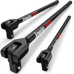 3 Piece Breaker Bar Set, 1/4" Drive 7 in. 3/8" Drive 12 in. 1/2" Drive 16 in. Extension Break Bar Set, Long Socket Wrench with Ball Lock and 180° Rotatable Head for Lug Nut, Chrome Alloy