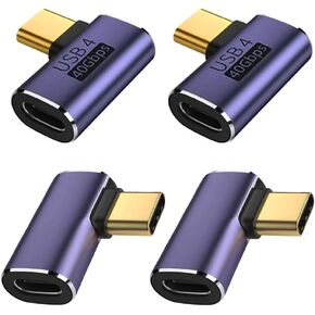 DKARDU 4Pack Middle Bend Right Angle 90 Degree USB C Type-C Adapter, Male to Female Adapter with 40Gbps PD 100W USB C Adapter for Mobile Phone, Laptop, PC, Nintendo Switch in Kuwait