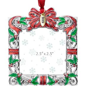 Christmas Tree Ornament Picture Frame Holiday Keepsake Gift Home Decor Christmas Decorations Xmas Gifts Pendant with 2.5" Photo Frame Insert (Golden 2024)