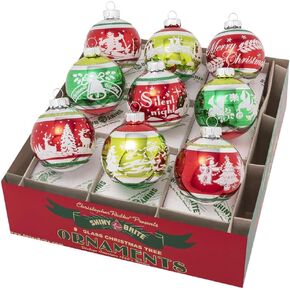 Shiny Brite Holiday Splendor عدد 9 عدد 2.5 بوصة جولات متدفقة مميزة، زجاج in Kuwait