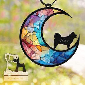 6'' Dachshund Long Hair Dog Memorial Suncatcher & Pet Lover Sign Gift Personalized Name Dog Memorial Ornament Window Car Hanging Pet of Loss Dog Sympathy Gifts for Dog Lovers SCD-B5-6-12