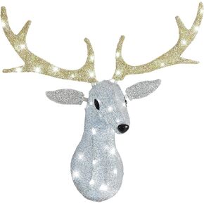 Senneny Lighted Christmas Reindeer Head Decorations Plug in, Hanging Deer Wall Decor Prelit 100 Lights 8 Flashing Effects and Timer, Light Up Stag Head for Outdoor Roof, Walls, Door, Window (48 Inch)