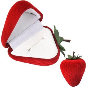 YALLNASL Strawberry Ring Box Red Velvet Ring Gift Box for Husband Wife Wedding Ring Box Red Engagement Ring Boxes for Proposal Ring Box Wedding Valentine's Day Gifts for Girlfriend Boyfriend