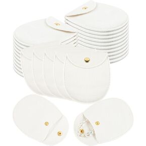 Framendino, 20 Pack Microfiber Jewelry Pouch Oval Packaging Bag with Snap Button for Bracelet Necklace Packaging