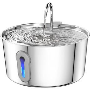 Battery Operated Cat Water Fountain Wireless, 4L/135oz Stainless Steel Pet Fountain for drinking Dog Water Dispenser Cordless with Motion Sensor, Ultra-Quiet Pump & for Cats Inside, Dog, Multiple Pets