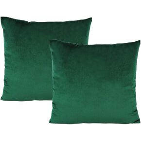 Throw Pillow Covers 18x18 Set of 2 Emerald Green Velvet Decor Dark Forest Christmas Decorative Xmas Cushion Couch Euro Pillowcases Home Bed Decoration for Sofa Bedroom Office