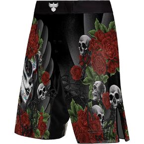 Raven Fightwear Men's Calaveras y Rosas MMA Shorts BJJ Black