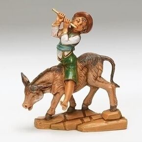 Fontanini by Roman Inc., Dominic, Boy with Donkey, 5" Village Collection, Nativity Figure and Accessories, Hand Sculpted and Painted