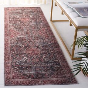 Safavieh Tucson Collection Runner Rug - 2'6" x 8', Dark Green & Rust, Persian Design, Non-Shedding Machine Washable & Slip Resistant Ideal for High Traffic Areas in Living Room, Bedroom (TSN175Y)