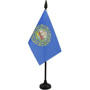 AZ FLAG New Hampshire Table Flag 4'' x 6'' - US State of New Hampshire Desk Flag 15 x 10 cm - Black Plastic Stick and Base