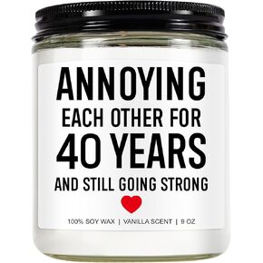 40 Years Anniversary Candle, 40th Anniversary, Gifts for Couple, Parents, 40th Anniversary Decorations, 40th Wedding Anniversary, Gifts for Husband, Wife, Funny Gifts, Ruby Anniversary