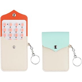 Hennaja 2 Pack Birth Control Pill Case Sleeve Packet PU Leather Wallet Pill Holder Birth Control Case with Snap Closure and Keyring Contraceptive Medicine Holder for Travel Bag Backpack(2-Black)