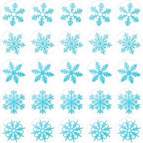 500 Pieces Snowflake Window Clings Winter Christmas Snawflake Stickers for Present Box Bags Labels,50 Sheets Snowflake Envelope Seals Christmas Sticker Decal (Blue)