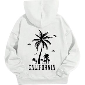 SHENHE Women's Letter Tree Print Graphic Loose Hoodie Drawstring Sweatshirt Pullover