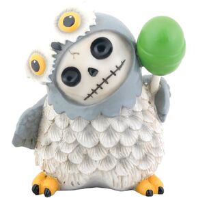 SUMMIT COLLECTION Furrybones Snow Hootie Signature Skeleton in Snow Owl Costume with Green Lollipop