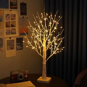 suruim 144 LED Lighted Birch Tree Lamp with Timer, DIY Adjustable Branches, USB or Battery Powered, Decorative Fairy Light Spirit Tree for Home, Wedding, Holiday Decor (A) (Yellow)