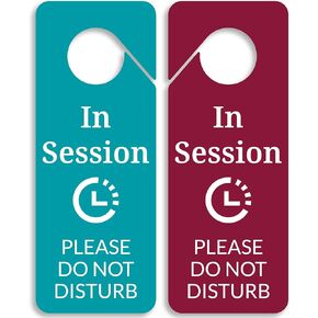 In Session Sign For Therapists 2 Pack, Please Do Not Disturb Door Hanger Sign For Office Clinic and Home. For Therapy Yoga Massage Consultation Online Class Zoom Meeting Video Call Session in Progress
