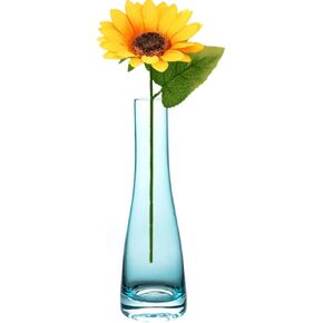 Hand-Made Blown Art Bud Glass Vase Glass Flower Vase Single Stem Vase Bud Vase Centerpieces Vases for Wedding Reception Dining Table Single Rose Flowers (Clear)