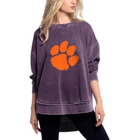 chicka-d NCAA Clemson Tigers Womens Burnout Campus Pullover, Grape, Large