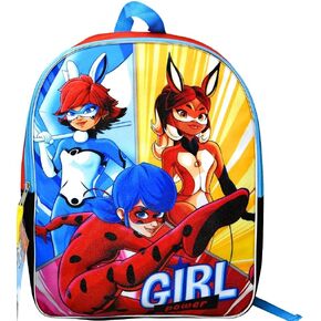 حقيبة ظهر Miraculous Ladybug – حقيبة للبنات بمساحة كبيرة مع طباعة كرتونية لـ Rena Rouge وDragon Rider – طبقتين أصفر وأزرق in Kuwait